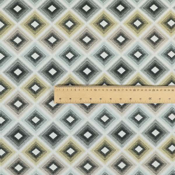 Normandie Geometric Pattern In Yellow Grey Jacquard Upholstery Fabrics JO-476 - Roman Blinds