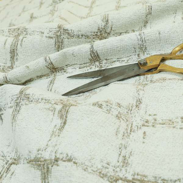 Atmosfera Woven Fabric Abstract Square Pattern In White Beige Colour Interior Fabric JO-477 - Made To Measure Curtains