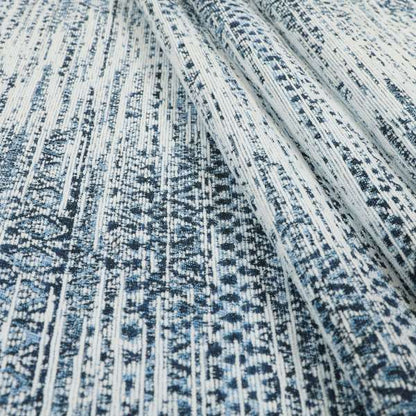 Ella Pattern Interior Fabric In White Blue Colour Woven Soft Chenille Fabric JO-478 - Handmade Cushions