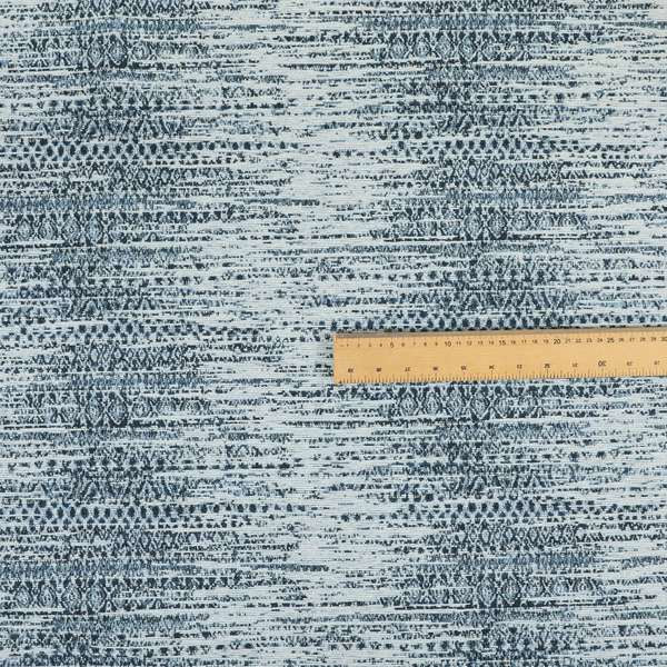 Ella Pattern Interior Fabric In White Blue Colour Woven Soft Chenille Fabric JO-478 - Made To Measure Curtains