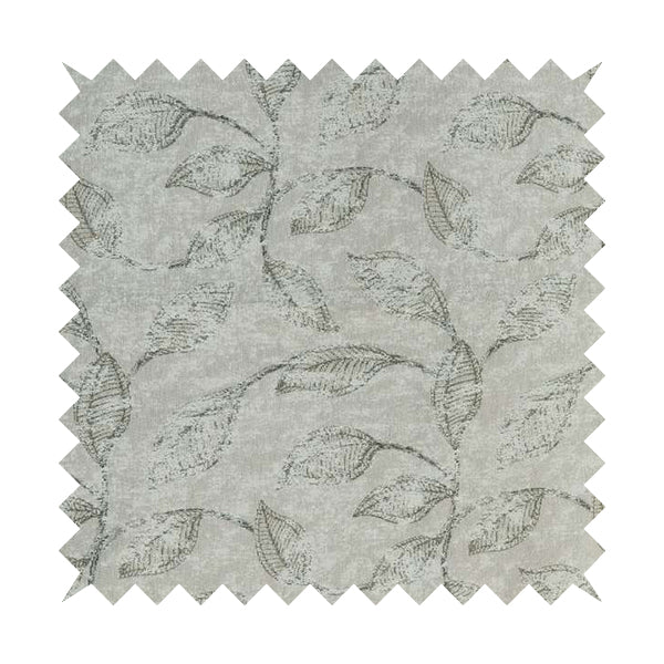 Atmosfera Woven Fabric Floral Leaf Pattern In Grey Colour Interior Fabric JO-479 - Roman Blinds