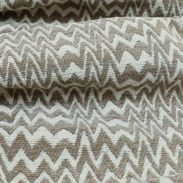 Marlow Woven Modern Chevron Striped Pattern In Cream Brown Interior Fabric JO-480 - Roman Blinds