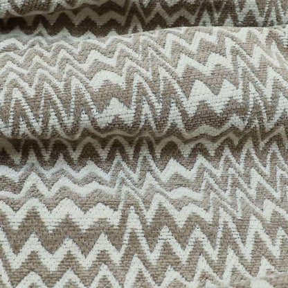 Marlow Woven Modern Chevron Striped Pattern In Cream Brown Interior Fabric JO-480 - Made To Measure Curtains