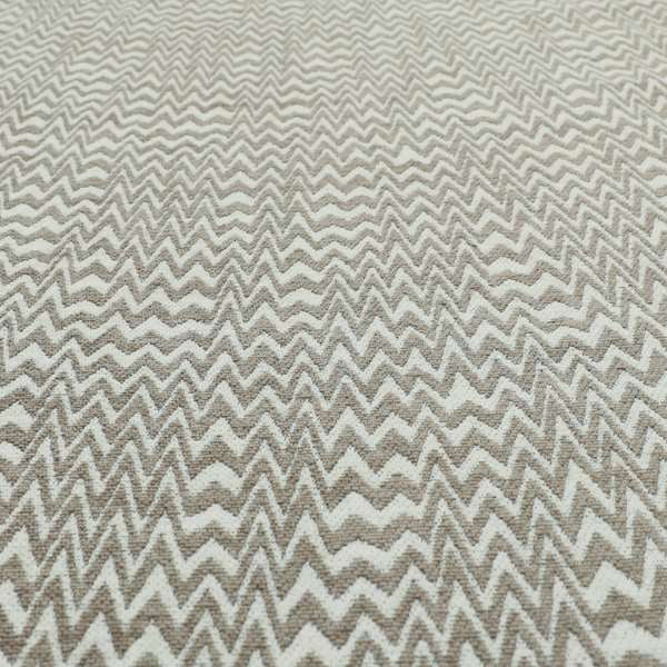 Marlow Woven Modern Chevron Striped Pattern In Cream Brown Interior Fabric JO-480 - Made To Measure Curtains