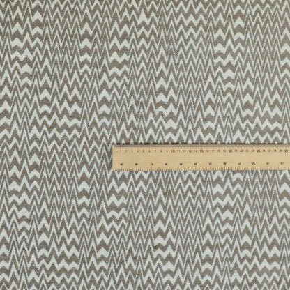 Marlow Woven Modern Chevron Striped Pattern In Cream Brown Interior Fabric JO-480 - Made To Measure Curtains