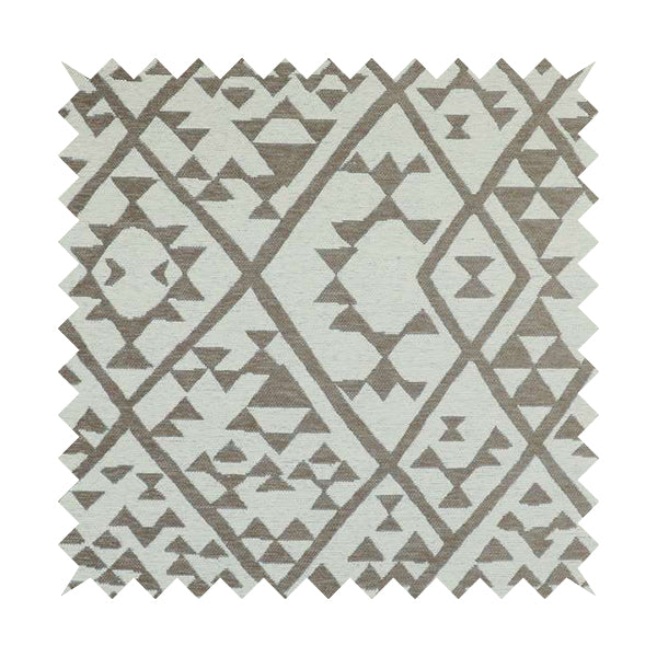 Marlow Woven Modern Geometric Aztec Pattern In Cream Brown Interior Fabric JO-481 - Roman Blinds