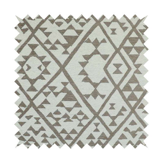 Marlow Woven Modern Geometric Aztec Pattern In Cream Brown Interior Fabric JO-481