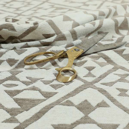 Marlow Woven Modern Geometric Aztec Pattern In Cream Brown Interior Fabric JO-481 - Made To Measure Curtains