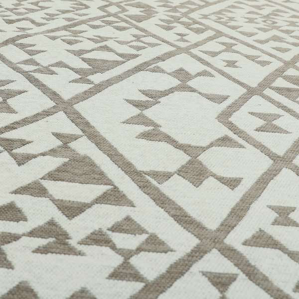 Marlow Woven Modern Geometric Aztec Pattern In Cream Brown Interior Fabric JO-481 - Roman Blinds