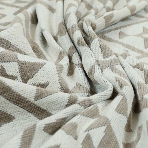 Marlow Woven Modern Geometric Aztec Pattern In Cream Brown Interior Fabric JO-481 - Made To Measure Curtains