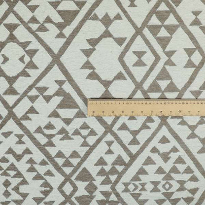 Marlow Woven Modern Geometric Aztec Pattern In Cream Brown Interior Fabric JO-481 - Roman Blinds