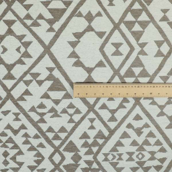 Marlow Woven Modern Geometric Aztec Pattern In Cream Brown Interior Fabric JO-481