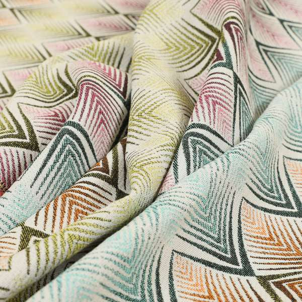 Carnival Living Fabric Collection Multi Colour Chevron Pattern Upholstery Curtains Fabric JO-484 - Handmade Cushions