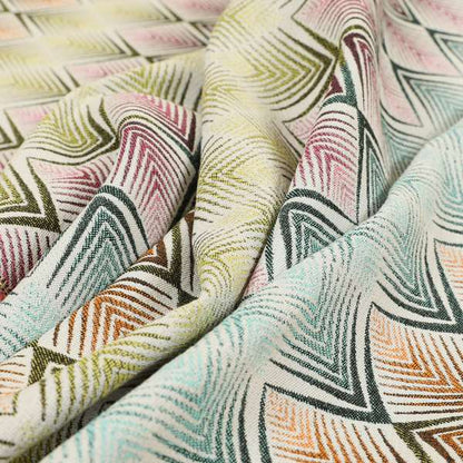 Carnival Living Fabric Collection Multi Colour Chevron Pattern Upholstery Curtains Fabric JO-484