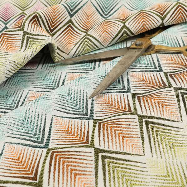 Carnival Living Fabric Collection Multi Colour Chevron Pattern Upholstery Curtains Fabric JO-484 - Handmade Cushions