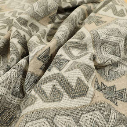 Mirador Medallion Pattern In Grey Beige Colour Chenille Fabrics JO-485 - Handmade Cushions