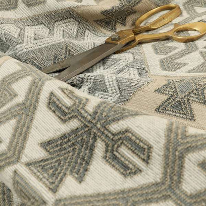 Mirador Medallion Pattern In Grey Beige Colour Chenille Fabrics JO-485 - Handmade Cushions