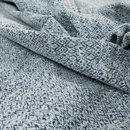 Ella Trellis Pattern Interior Fabric In White Blue Colour Woven Soft Chenille Fabric JO-486