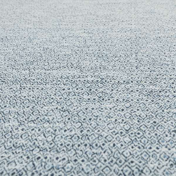 Ella Trellis Pattern Interior Fabric In White Blue Colour Woven Soft Chenille Fabric JO-486 - Made To Measure Curtains