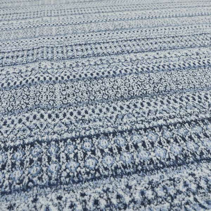 Ella Geometric Trellis Pattern Interior Fabric In White Blue Colour Woven Soft Chenille Fabric JO-487