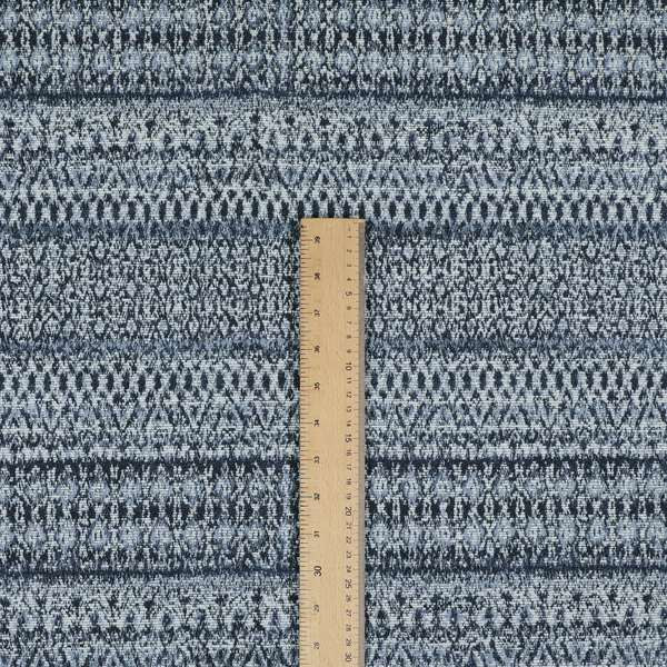 Ella Geometric Trellis Pattern Interior Fabric In White Blue Colour Woven Soft Chenille Fabric JO-487 - Roman Blinds