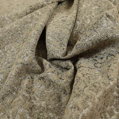Beige Silver Grey Coloured Small Medallion Pattern Soft Chenille Upholstery Fabric JO-488 - Handmade Cushions