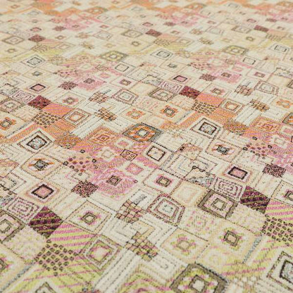Madagascar Small Motifs Geometric Orange Pink Green Colour Pattern Interior Fabrics JO-489 - Roman Blinds
