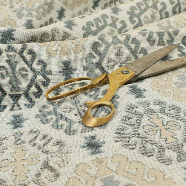 Mirador Medallion Pattern In Grey Beige Colour Chenille Fabrics JO-491 - Handmade Cushions