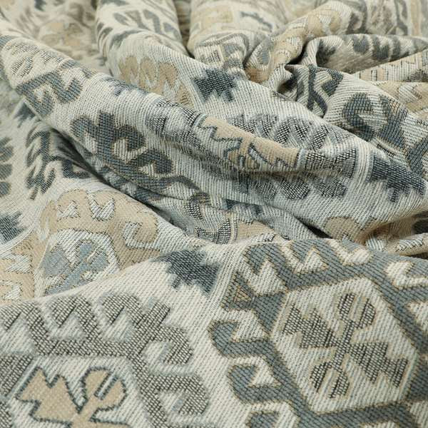 Mirador Medallion Pattern In Grey Beige Colour Chenille Fabrics JO-491 - Handmade Cushions