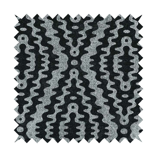 Lomasi Metallic Tones Fabric Black Silver Colour Zigg Zagg Pattern Furnishing Fabric JO-492 - Made To Measure Curtains