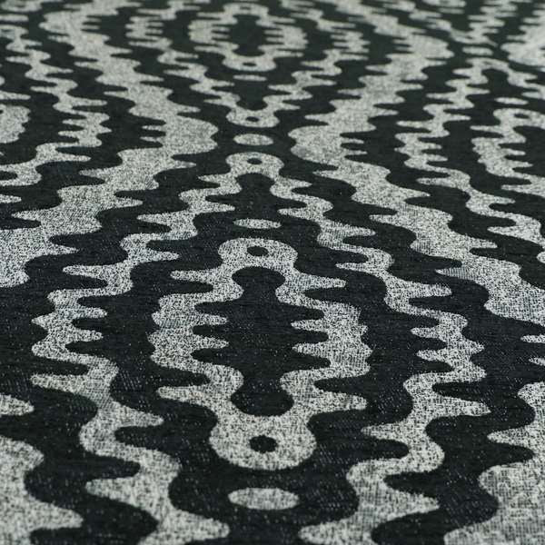 Lomasi Metallic Tones Fabric Black Silver Colour Zigg Zagg Pattern Furnishing Fabric JO-492