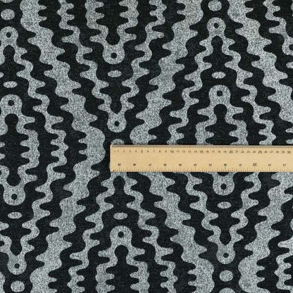 Lomasi Metallic Tones Fabric Black Silver Colour Zigg Zagg Pattern Furnishing Fabric JO-492 - Made To Measure Curtains