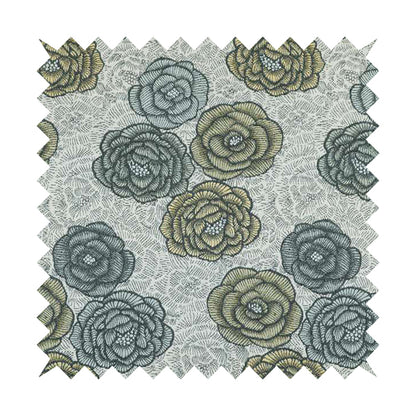 Fantasque Floral Pattern Yellow Blue Colour Chenille Fabric JO-494 - Roman Blinds