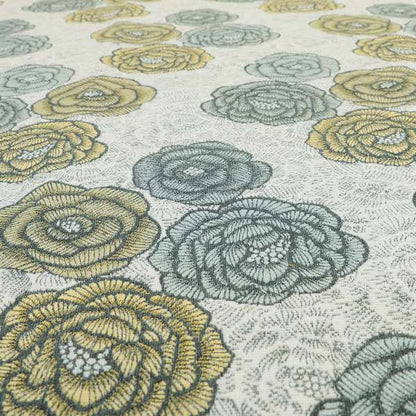 Fantasque Floral Pattern Yellow Blue Colour Chenille Fabric JO-494