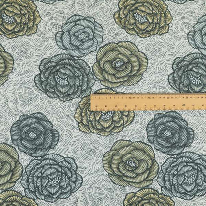 Fantasque Floral Pattern Yellow Blue Colour Chenille Fabric JO-494 - Roman Blinds