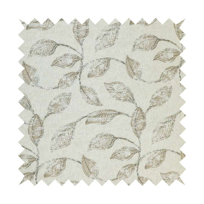 Atmosfera Woven Fabric Floral Leaf Pattern In White Beige Colour Interior Fabric JO-496 - Roman Blinds