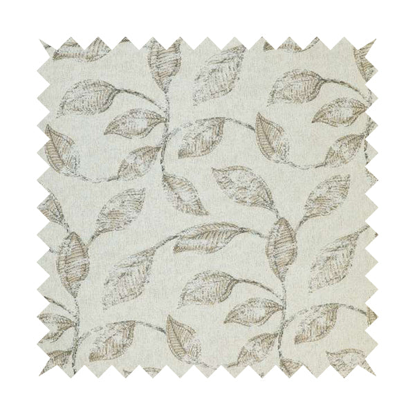 Atmosfera Woven Fabric Floral Leaf Pattern In White Beige Colour Interior Fabric JO-496 - Made To Measure Curtains