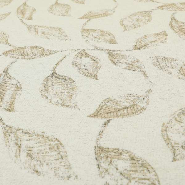 Atmosfera Woven Fabric Floral Leaf Pattern In White Beige Colour Interior Fabric JO-496 - Made To Measure Curtains