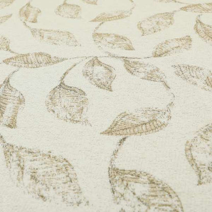 Atmosfera Woven Fabric Floral Leaf Pattern In White Beige Colour Interior Fabric JO-496