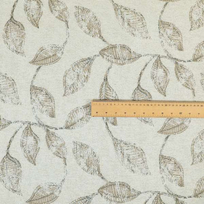 Atmosfera Woven Fabric Floral Leaf Pattern In White Beige Colour Interior Fabric JO-496 - Made To Measure Curtains