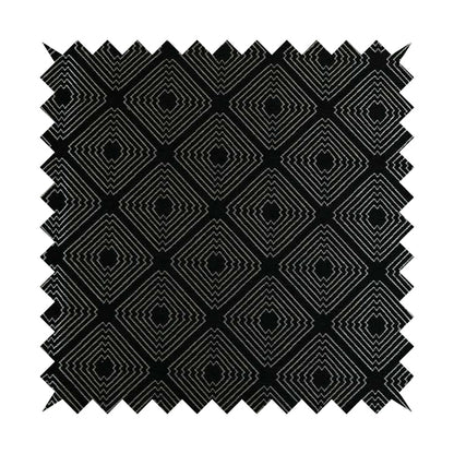 Vegas Black Gold Shine Effect Geometric Pattern Soft Chenille Upholstery Fabric JO-497 - Roman Blinds