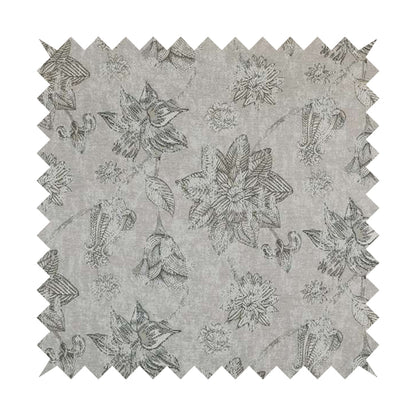 Atmosfera Quality Woven Floral Leaf Inspired Pattern In Grey Colour Fabric JO-498 - Roman Blinds