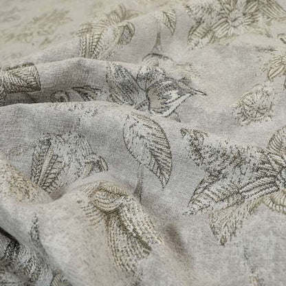 Atmosfera Quality Woven Floral Leaf Inspired Pattern In Grey Colour Fabric JO-498 - Roman Blinds