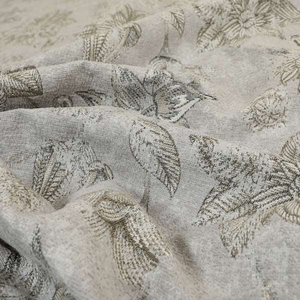 Atmosfera Quality Woven Floral Leaf Inspired Pattern In Grey Colour Fabric JO-498 - Made To Measure Curtains