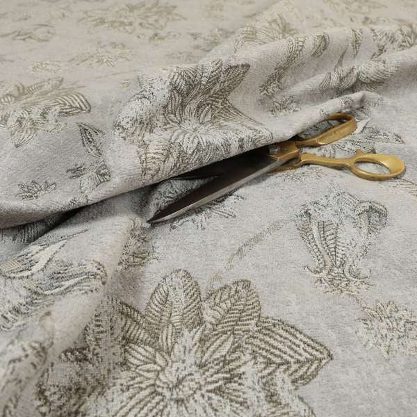 Atmosfera Quality Woven Floral Leaf Inspired Pattern In Grey Colour Fabric JO-498