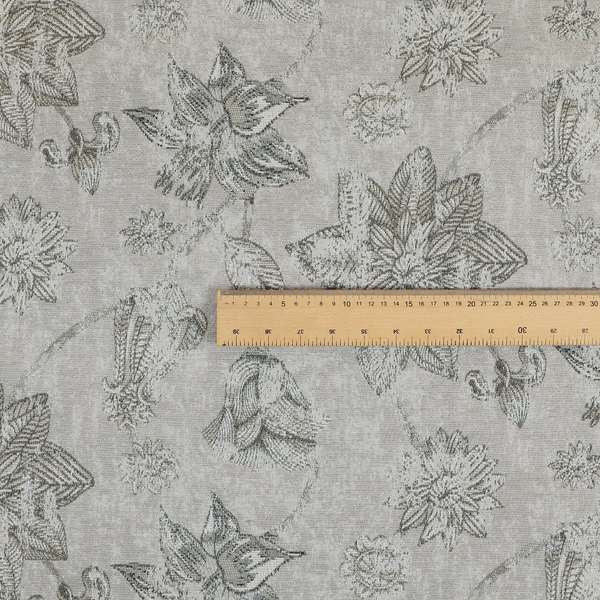 Atmosfera Quality Woven Floral Leaf Inspired Pattern In Grey Colour Fabric JO-498 - Roman Blinds