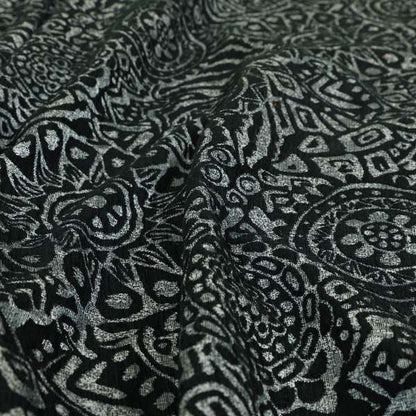 Lomasi Metallic Tones Fabric Black Silver Geometric Carnival Designer Furnishing Fabric JO-499 - Roman Blinds