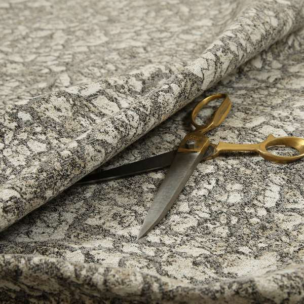 Grey Beige Yorkshire Dales Stone Effect Pattern Soft Chenille Upholstery Fabric JO-50 - Roman Blinds