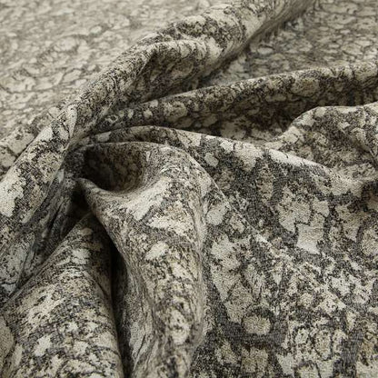 Grey Beige Yorkshire Dales Stone Effect Pattern Soft Chenille Upholstery Fabric JO-50 - Made To Measure Curtains