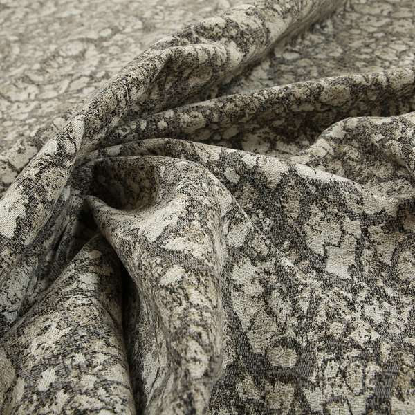 Grey Beige Yorkshire Dales Stone Effect Pattern Soft Chenille Upholstery Fabric JO-50